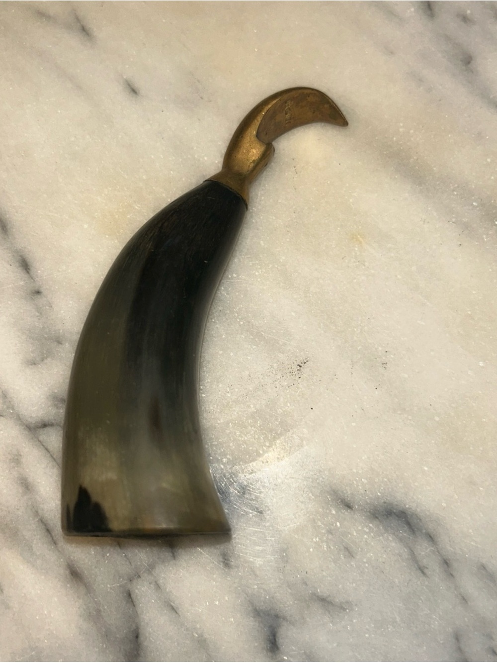 Vintage Horn and solid Brass Denmark bottle opener